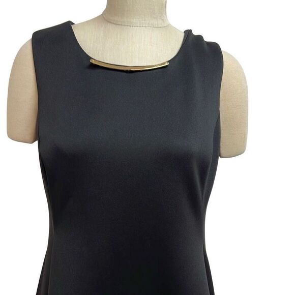 DKNY Black Sleeveless Fit and Flare Hi Low Hem Dress Size 14 - Picture 3 of 9